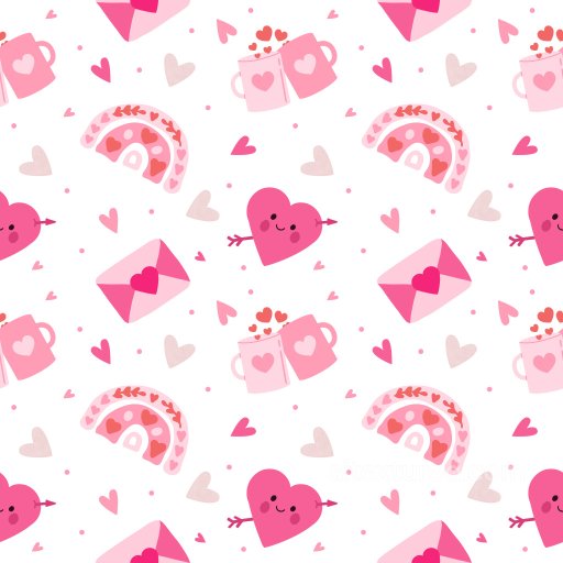 Pattern PBR Texture Featuring Cute Valentines Day Heart Motifs and Pastel Pink Rhythm seamless Pattern Bundle PBR texture