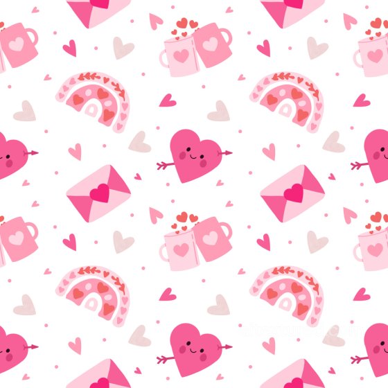 Pattern PBR Texture Featuring Cute Valentines Day Heart Motifs and Pastel Pink Rhythm Pattern Bundle texture preview