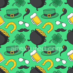 seamless Seamless 3D PBR Texture with St Patrick's Day Icons on Green Background texture 8k free download PBR