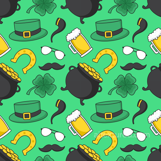 with St Patrick's Day Icons on Green Background seamless St patrick digital paper bundle PBR texture