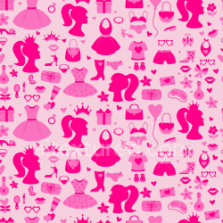 seamless Seamless 3D PBR texture with pink girl-themed silhouettes and icons texture 8k free download PBR