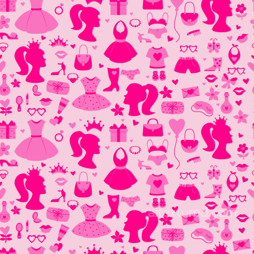 With Pink Girl-Themed Silhouettes And Icons seamless Baby girl PBR texture