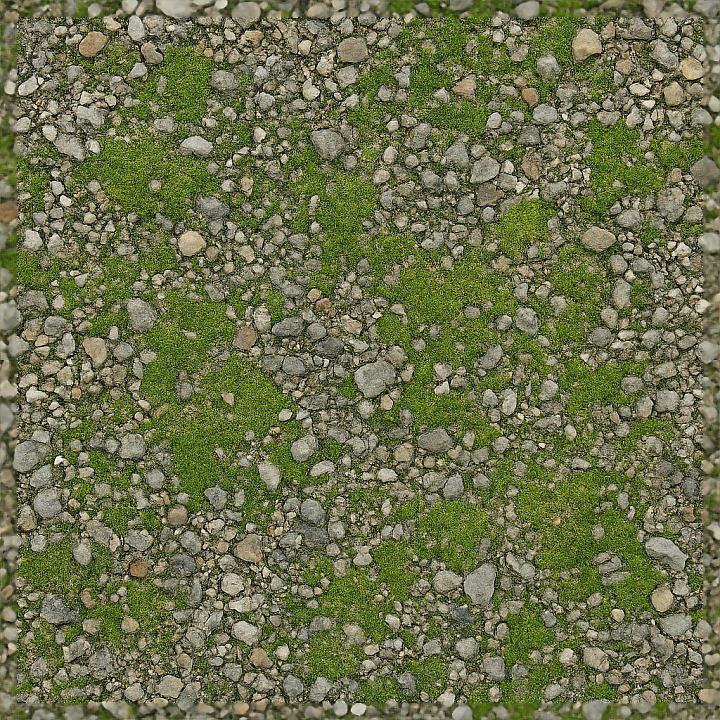 Of Gravel With Moss And Mixed Gravel On Rocky Soil Ground seamless PBR texture preview