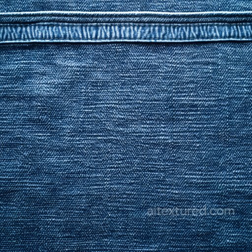 Cracked Denim Fabric Texture with Blue Faded Pattern and Worn Stitching seamless Denim jeans PBR texture