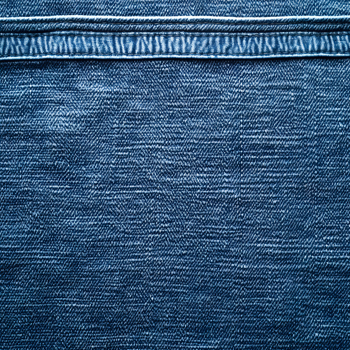 Cracked Denim Fabric with Blue Faded Pattern and Worn Stitching seamless PBR texture preview