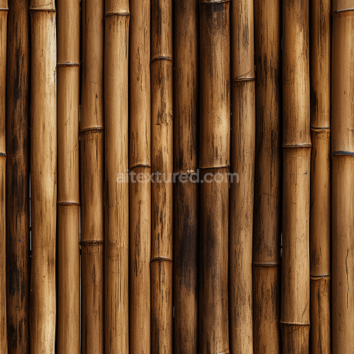 Preview — Seamless 3D PBR Texture of Polished Brown Bamboo Culms with Natural Grain and Node Details