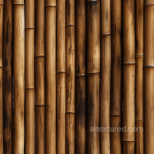 Polished Brown Bamboo Culms Seamless Texture with Natural Grain and Node Details seamless Bamboo PBR texture