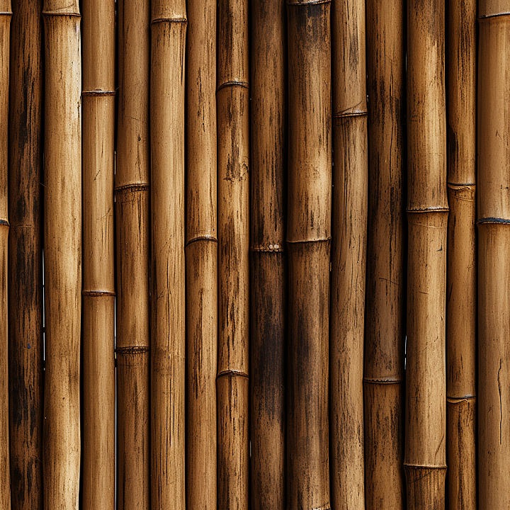 Polished Brown Bamboo Culms with Natural Grain and Node Details seamless PBR texture preview