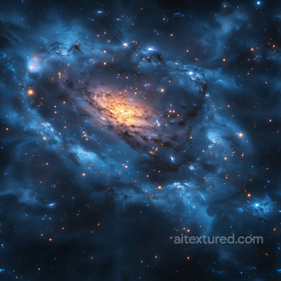 Space PBR Texture Featuring Vibrant Blue Nebula and Luminous Galaxy Core Star, space, planets texture preview