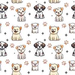 Pattern Bundle - Seamless 3D Pattern PBR Texture of Cute Cartoon Dogs with Paw Prints and Stars texture preview