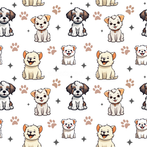 Pattern Bundle - Seamless 3D Pattern PBR Texture of Cute Cartoon Dogs with Paw Prints and Stars texture preview