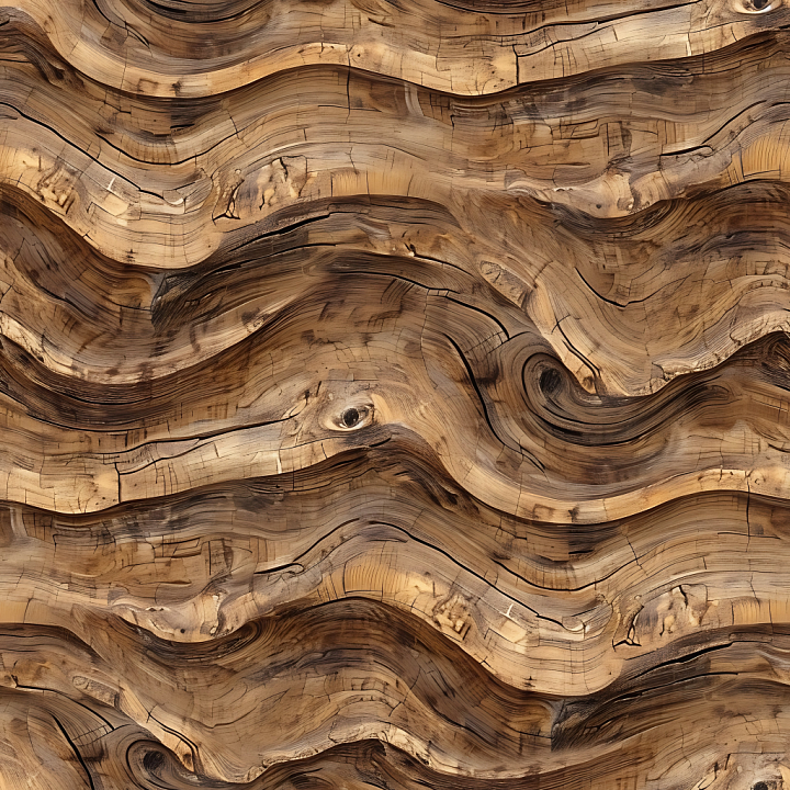 Wood Featuring Distinctive Weathered Wavy Grain and Knotted Details seamless PBR texture preview