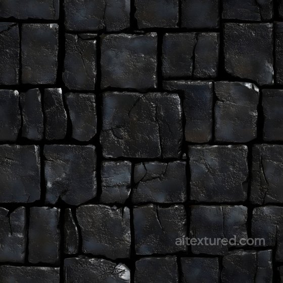 Cracked Black Stone PBR Texture with Rough Surface and Jagged Edges Brick texture preview