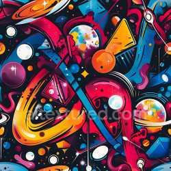 seamless Seamless 3D PBR texture of vibrant abstract graffiti with bold shapes and rich colors texture 8k free download PBR