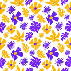 Pattern Bundle - Seamless 3D Floral Pattern PBR Texture with Bold Purple and Yellow Motifs texture preview