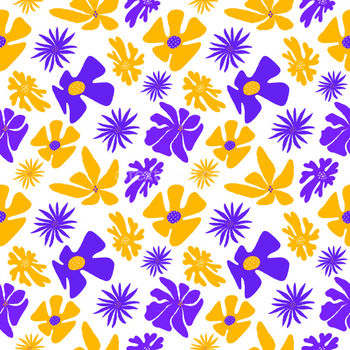 Pattern Bundle - Seamless 3D Floral Pattern PBR Texture with Bold Purple and Yellow Motifs texture preview