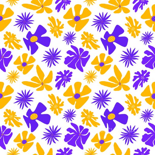 Floral Pattern PBR Texture with Bold Purple and Yellow Motifs seamless Pattern Bundle PBR texture