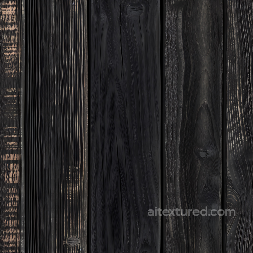Charred Wood Planks PBR Texture with Distinct Grain and Knots seamless Wood PBR texture
