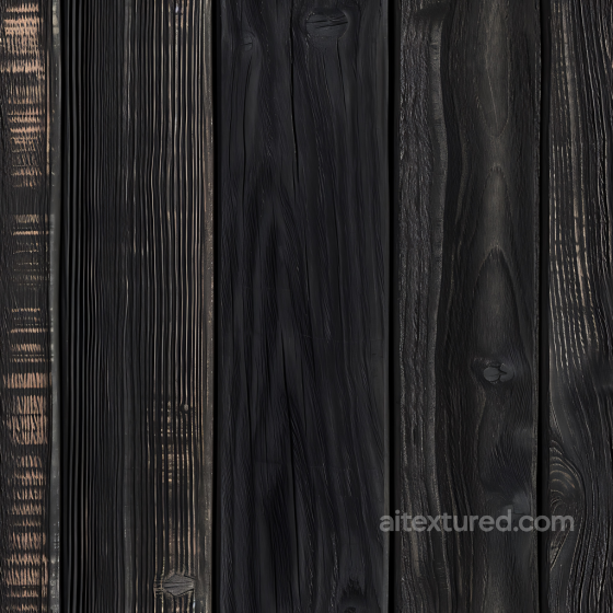 Charred Wood Planks PBR Texture with Distinct Grain and Knots Wood texture preview
