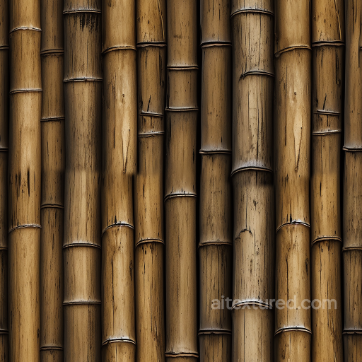 Vertical Bamboo Stalks Seamless Texture with Weathered Surface seamless Bamboo PBR texture