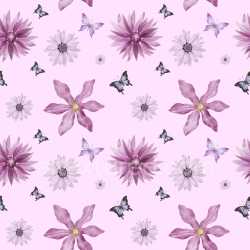 Pattern Bundle - Seamless 3D Floral and Butterfly Pattern PBR Texture in Soft Pink texture preview