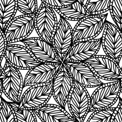 seamless Seamless 3D PBR Texture of Black and White Stylized Leaf Pattern Fabric texture 8k free download PBR