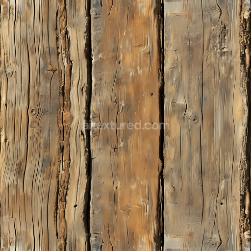 Seamless 3D Weathered Rustic Wood Planks PBR Texture with Detailed Grain and Cracks