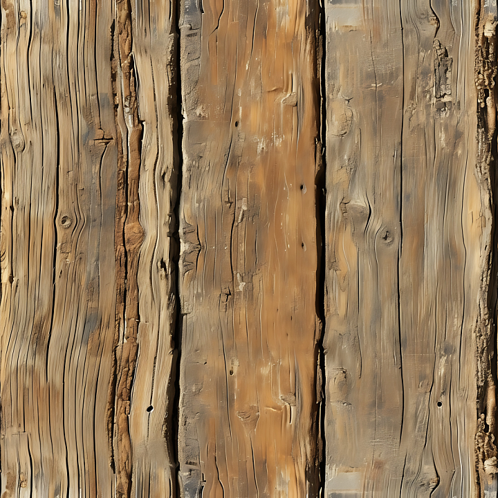 Weathered Rustic Wood Planks with Detailed Grain and Cracks seamless PBR texture preview