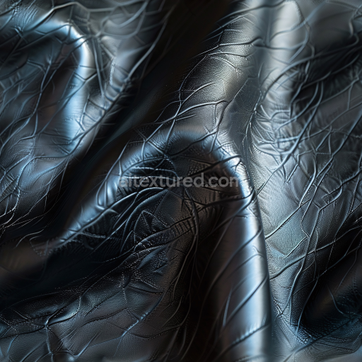 Seamless 3D PBR Texture of Glossy Black Embossed Leather with Fine Grain and Wrinkles