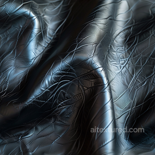 Glossy Black Embossed Leather Seamless Texture with Fine Grain and Wrinkles seamless Leather PBR texture