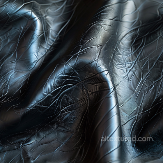 Glossy Black Embossed Leather Seamless Texture with Fine Grain and Wrinkles Leather texture preview