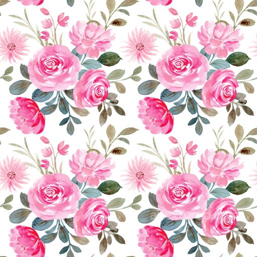 Pink Flower Watercolor Floral Fabric Texture seamless Pink Flower PBR texture