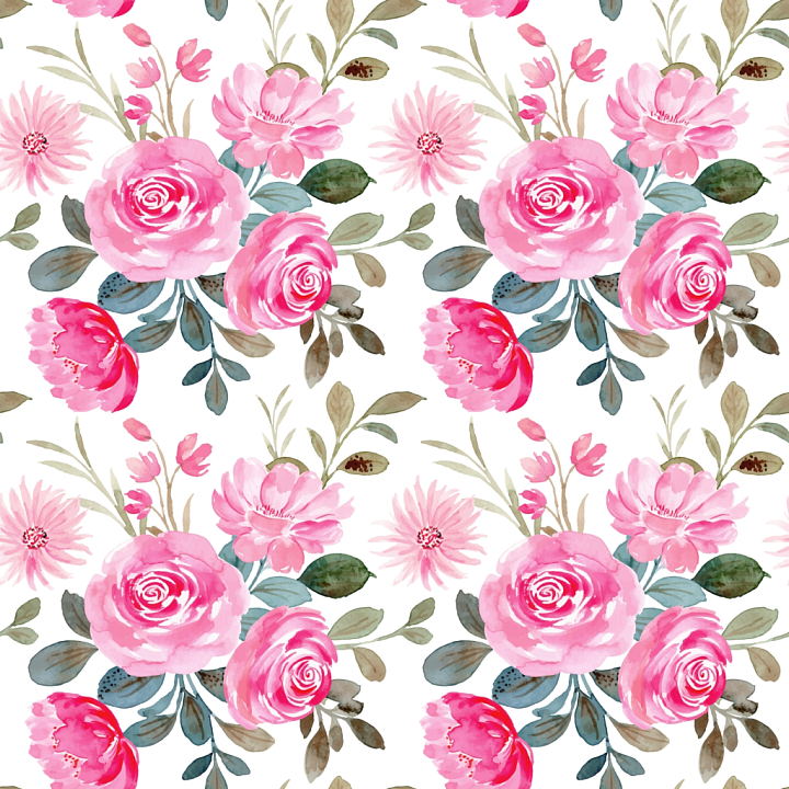 Pink Flower Watercolor Floral Fabric seamless PBR texture preview