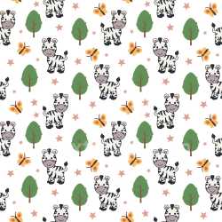 Seamless 3D Pattern PBR Texture with Playful Zebra Cartoon Motifs and Whimsical Nature El… texture preview