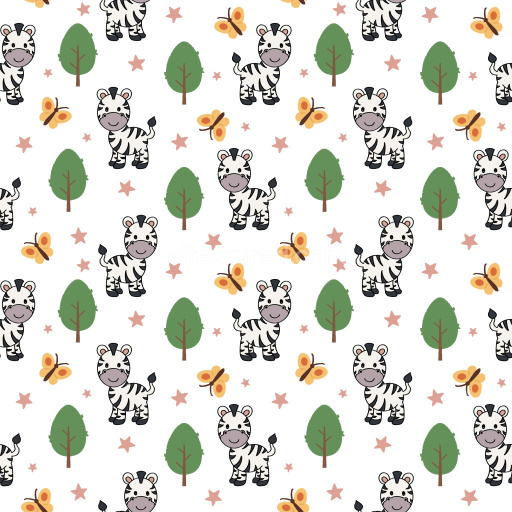Pattern Bundle - Seamless 3D Pattern PBR Texture with Playful Zebra Cartoon Motifs and Whimsical Nature El… texture preview