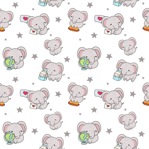 Pattern Bundle - Seamless 3D Pattern PBR Texture Featuring Cute Cartoon Elephants with Playful Motifs texture preview