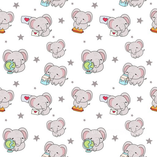 Pattern PBR Texture Featuring Cute Cartoon Elephants with Playful Motifs seamless Pattern Bundle PBR texture