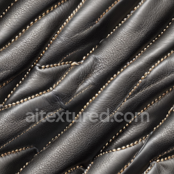seamless Seamless 3D quilted black leather PBR texture with detailed pebble grain and stud embellishments texture 8k free download PBR