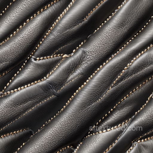 quilted black leather PBR texture with detailed pebble grain and stud embellishments seamless Leather PBR texture