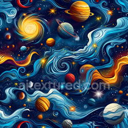 seamless Seamless 3D Space PBR Texture Featuring Stylized Nebulae and Vibrant Planets texture 8k free download PBR