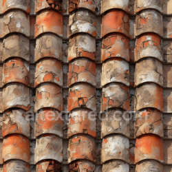 seamless Seamless 3D Weathered Terracotta Roof Tile PBR Texture with Cracked, Aged Surface texture 8k free download PBR