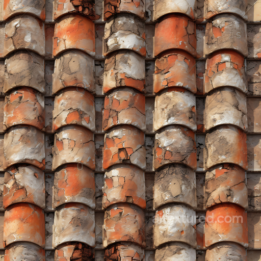 Weathered Terracotta Roof Tile PBR Texture with Cracked, Aged Surface seamless Stone PBR texture