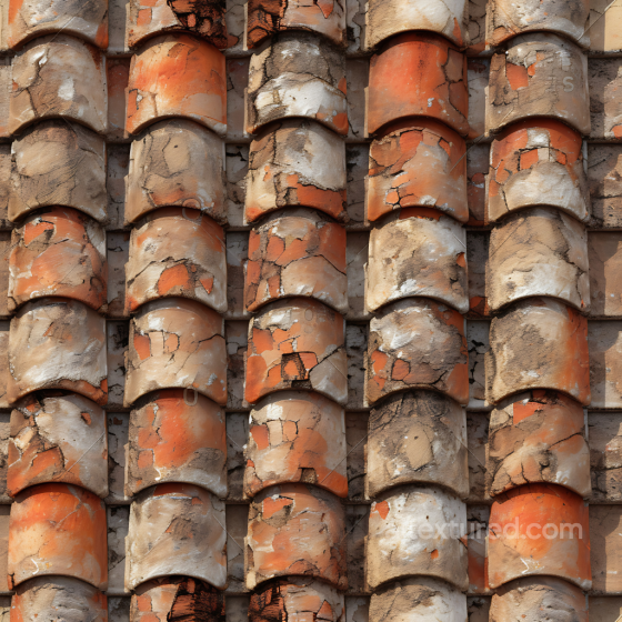 Weathered Terracotta Roof Tile PBR Texture with Cracked, Aged Surface Stone texture preview