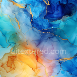 seamless Seamless 3D Alcohol Ink PBR Texture Featuring Blue Fluid Waves with Gold Veins texture 8k free download PBR