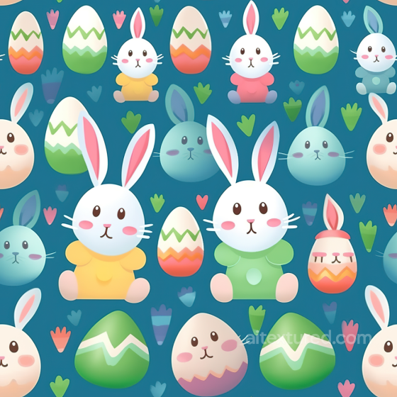 Easter Digital Paper Texture With Cute Bunnies And Colorful Eggs All Easter Digital paper texture preview