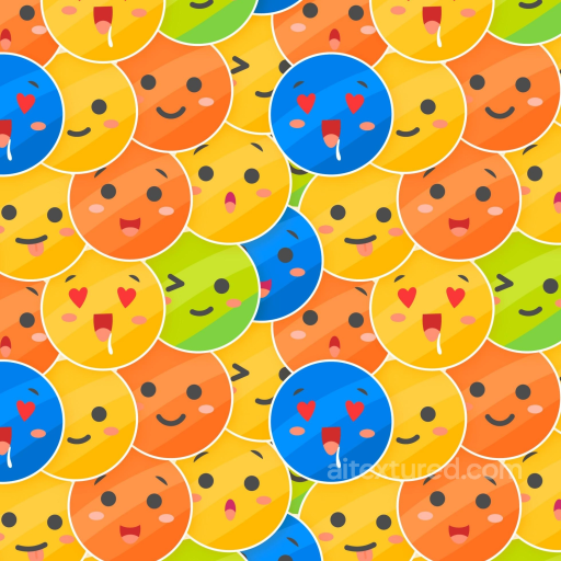Colorful Cartoon Happy Face Pattern Seamless Texture seamless Happy Face pattern PBR texture