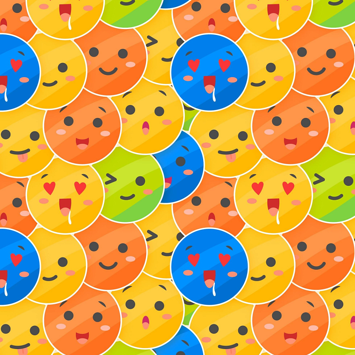 Colorful Cartoon Happy Face Pattern seamless PBR texture preview