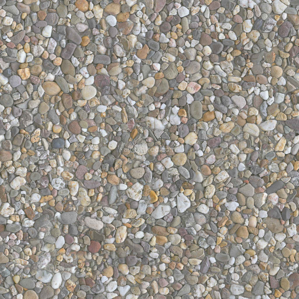Seamless PBR rock texture with various gravel sizes