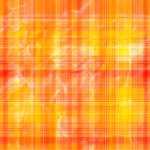 Seamless 3D PBR Texture of Bright Orange and Yellow Plaid Fabric