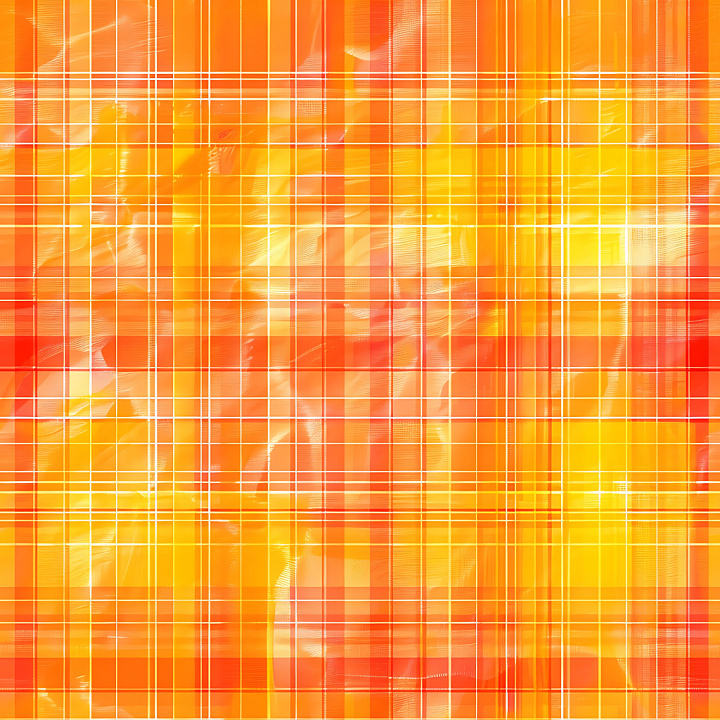 Bright Orange and Yellow Plaid Fabric seamless PBR texture preview